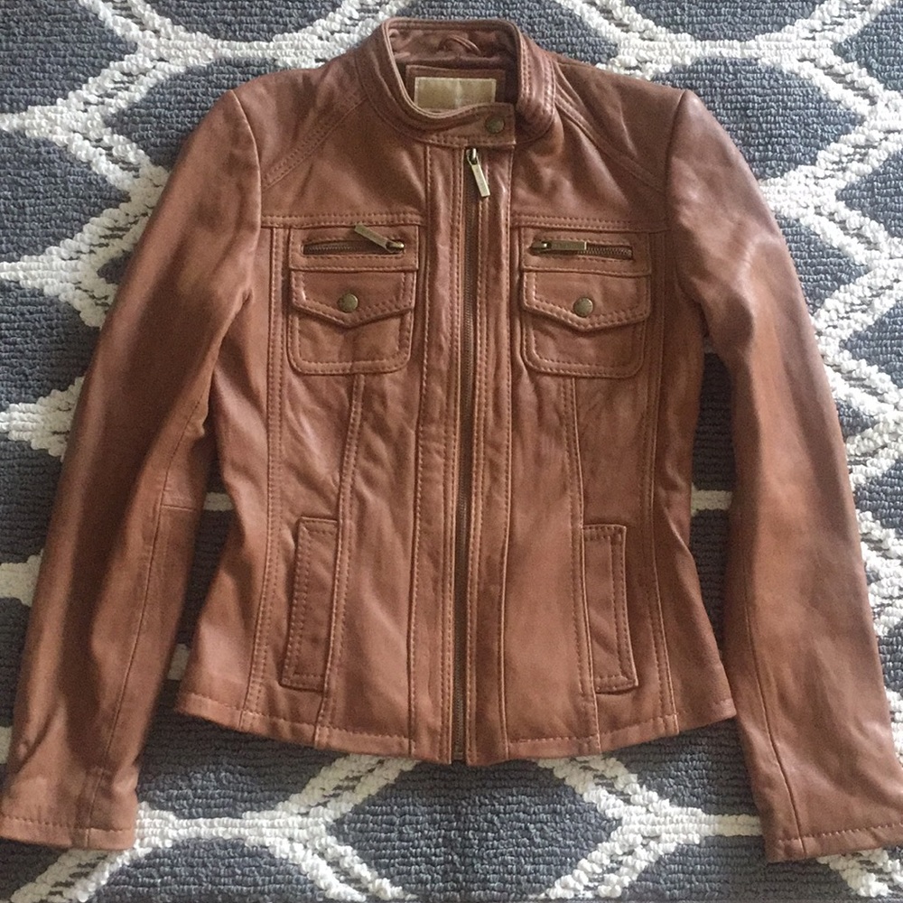 (NEW) Michael Kors Leather Moto Jacket